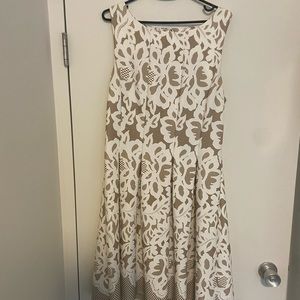 J. Howard - Size 14 White and Tan Dress